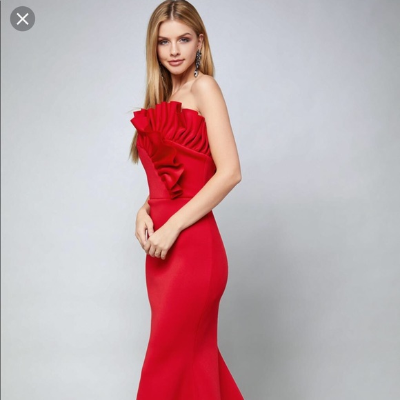 bebe Dresses & Skirts - Bebe makaila ruffle scuba dress  top satin belt